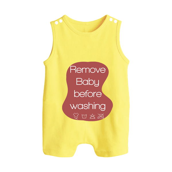 Remove Baby Before Washing Romper Suit | Funny Personalized Baby Romper Suit - PASTEL YELLOW - 0 - 5 Months Old (Chest 18")