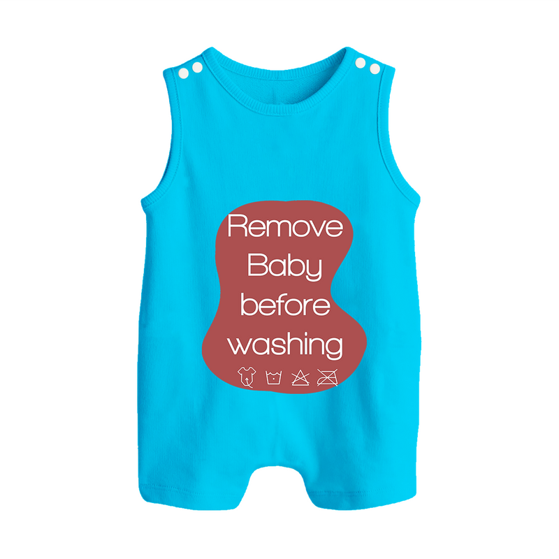 Remove Baby Before Washing Romper Suit | Funny Personalized Baby Romper Suit - SKY BLUE - 0 - 5 Months Old (Chest 18")