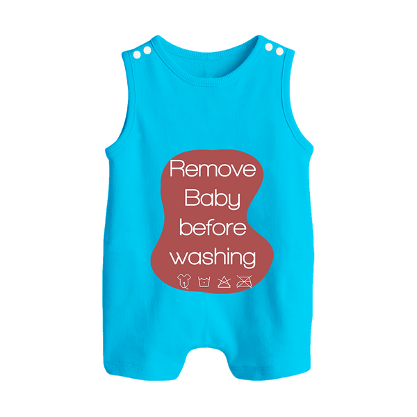 Remove Baby Before Washing Romper Suit | Funny Personalized Baby Romper Suit - SKY BLUE - 0 - 5 Months Old (Chest 18")