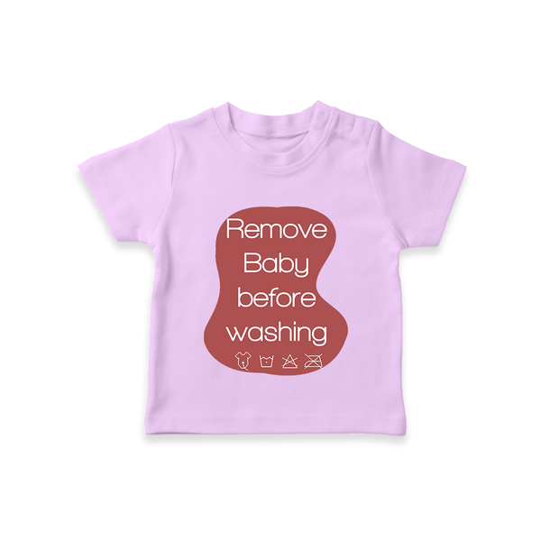 Remove Baby Before Washing TShirt | Funny Personalized Baby TShirt - LILAC - 0-5 Months Old (Chest 17")