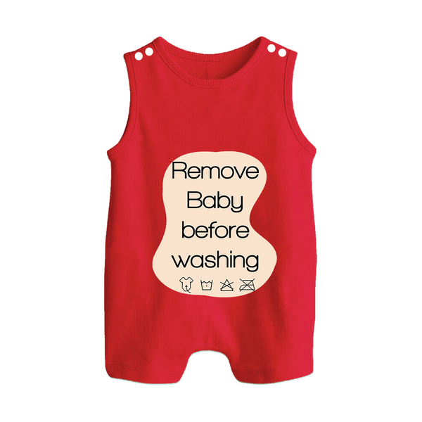 Remove Baby Before Washing Romper Suit | Funny Personalized Baby Romper Suit - RED - 0 - 5 Months Old (Chest 18")