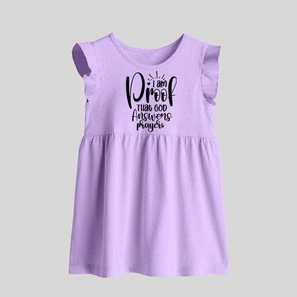 I Am Proof That God Answers Prayers Baby Frock | Custom BabyFrock for Your Little Miracle - LILAC - 0 - 3 Months Old (Chest 17")