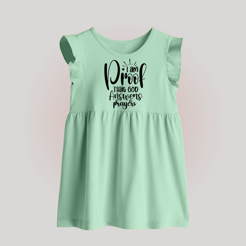 I Am Proof That God Answers Prayers Baby Frock | Custom BabyFrock for Your Little Miracle - MINT GREEN - 0 - 3 Months Old (Chest 17")