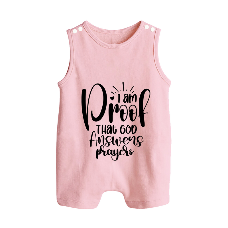 I Am Proof That God Answers Prayers Romper Suit | Custom Baby Romper Suit for Your Little Miracle - BABY PINK - 0 - 5 Months Old (Chest 18")