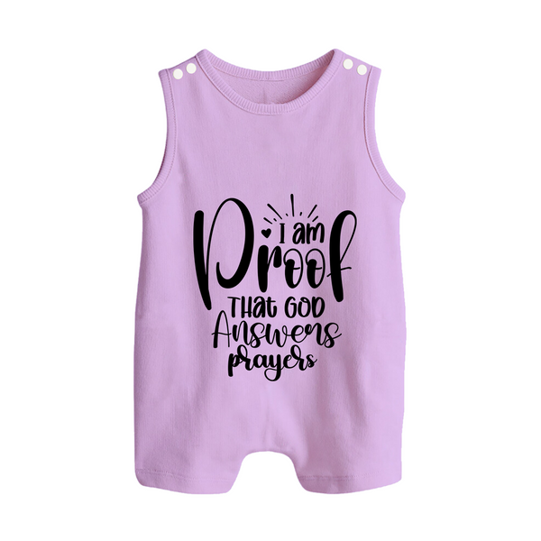 I Am Proof That God Answers Prayers Romper Suit | Custom Baby Romper Suit for Your Little Miracle - LILAC - 0 - 5 Months Old (Chest 18")