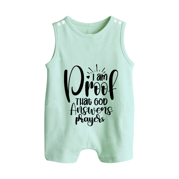 I Am Proof That God Answers Prayers Romper Suit | Custom Baby Romper Suit for Your Little Miracle - MINT GREEN - 0 - 5 Months Old (Chest 18")