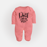 I Am Proof That God Answers Prayers Sleep Suit | Custom Baby Sleep Suit for Your Little Miracle - PEACH - New Born (Chest 7.5")