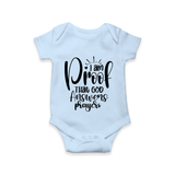 I Am Proof That God Answers Prayers Romper | Custom Baby Romper for Your Little Miracle - BABY BLUE - New Born (Chest 14")