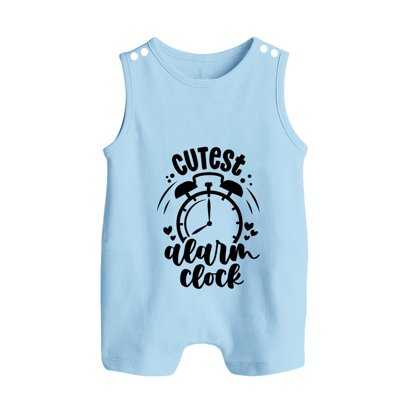 Cutest Alarm Clock Romper Suit | Personalized Baby Romper Suit for the Sleepyheads - BABY BLUE - 0 - 5 Months Old (Chest 18")