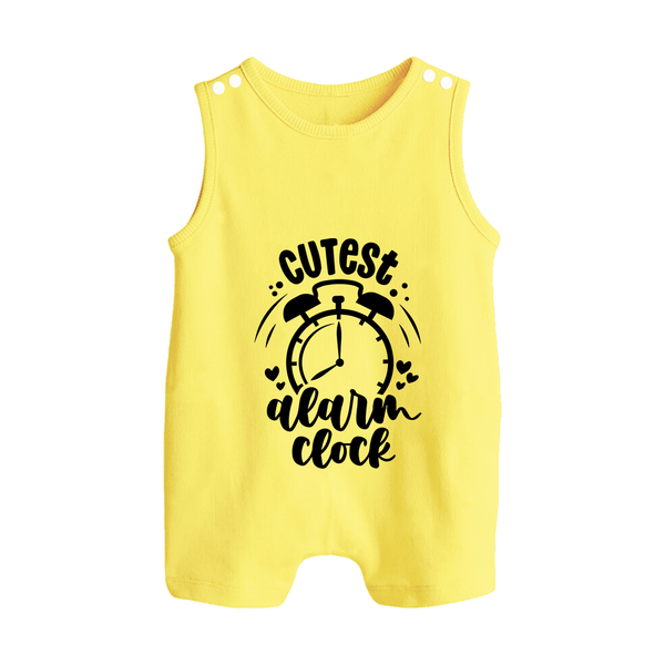 Cutest Alarm Clock Romper Suit | Personalized Baby Romper Suit for the Sleepyheads - PASTEL YELLOW - 0 - 5 Months Old (Chest 18")