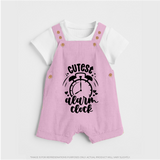 Cutest Alarm Clock Dungaree | Personalized Baby Dungaree for the Sleepyheads - BABY PINK - 0 - 5 Months Old (Chest 18")
