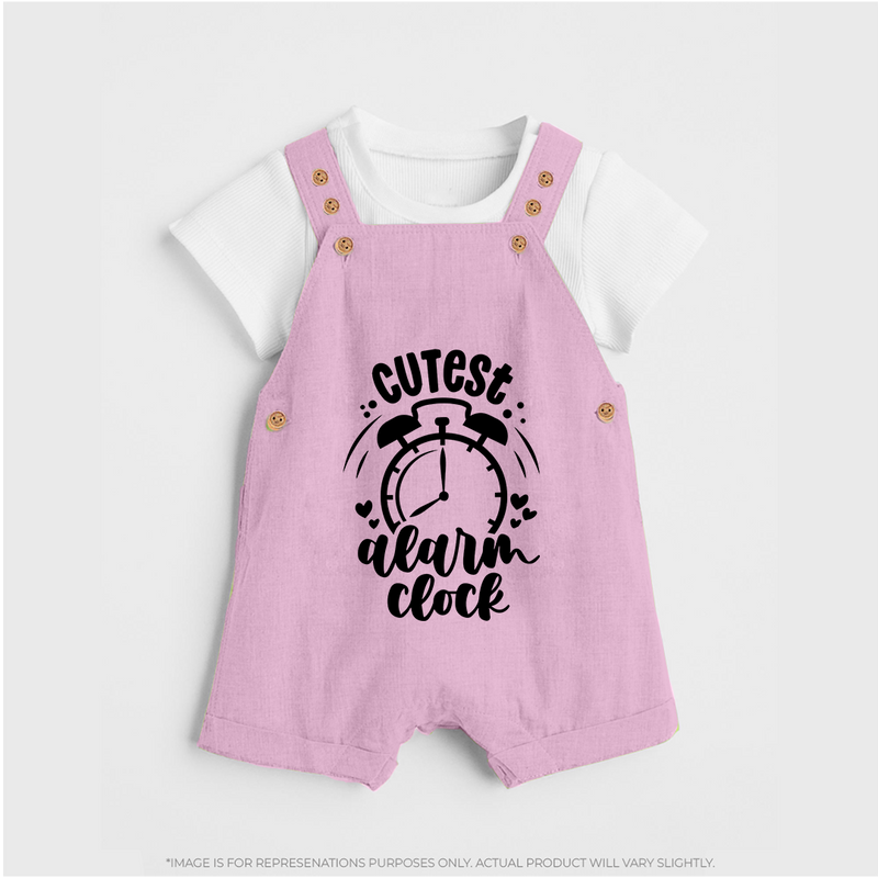 Cutest Alarm Clock Dungaree | Personalized Baby Dungaree for the Sleepyheads - BABY PINK - 0 - 5 Months Old (Chest 18")