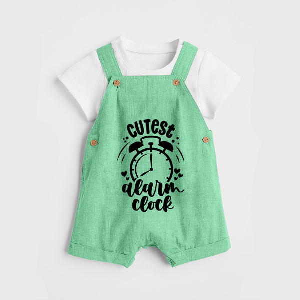Cutest Alarm Clock Dungaree | Personalized Baby Dungaree for the Sleepyheads - GREEN - 0 - 5 Months Old (Chest 18")