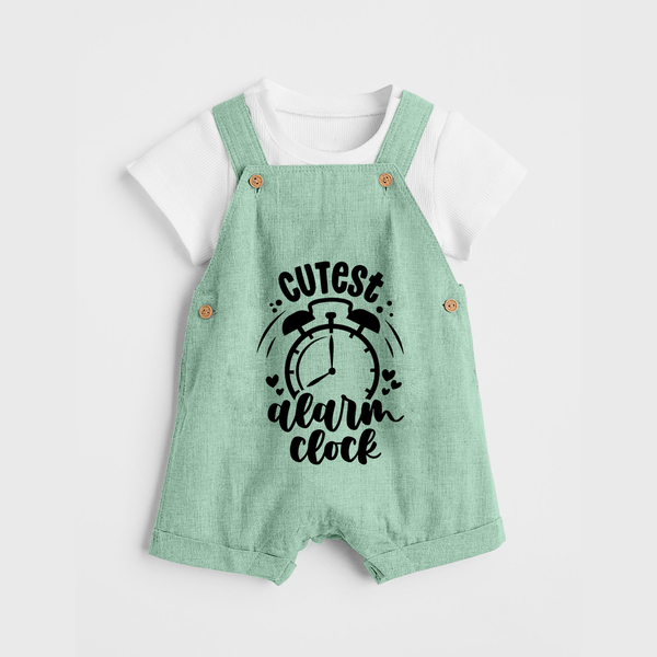 Cutest Alarm Clock Dungaree | Personalized Baby Dungaree for the Sleepyheads - MINT GREEN - 0 - 5 Months Old (Chest 18")