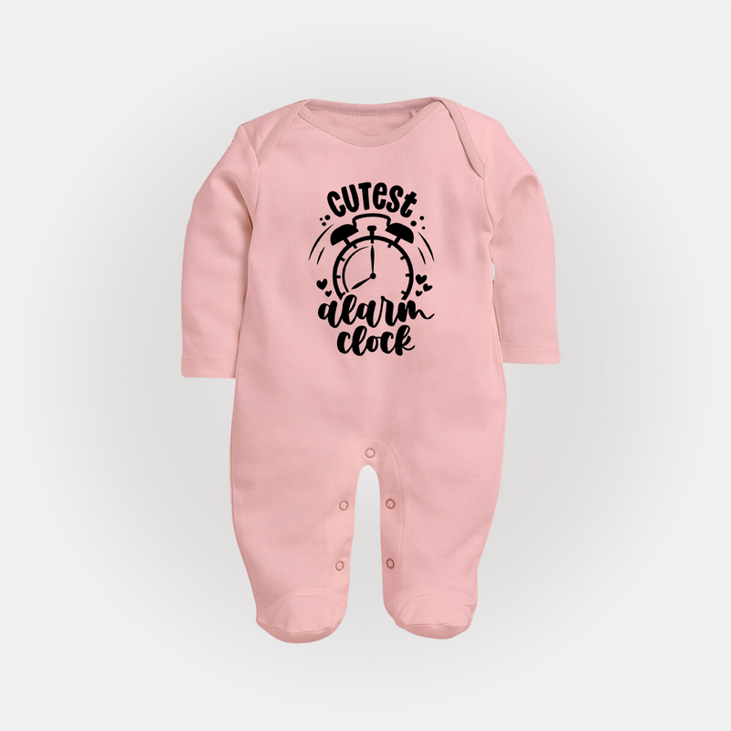 Cutest Alarm Clock Sleep Suit | Personalized Baby Sleep Suit for the Sleepyheads - BABY PINK - New Born (Chest 7.5")