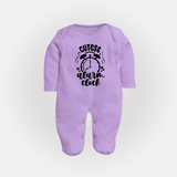 Cutest Alarm Clock Sleep Suit | Personalized Baby Sleep Suit for the Sleepyheads - LILAC - New Born (Chest 7.5")