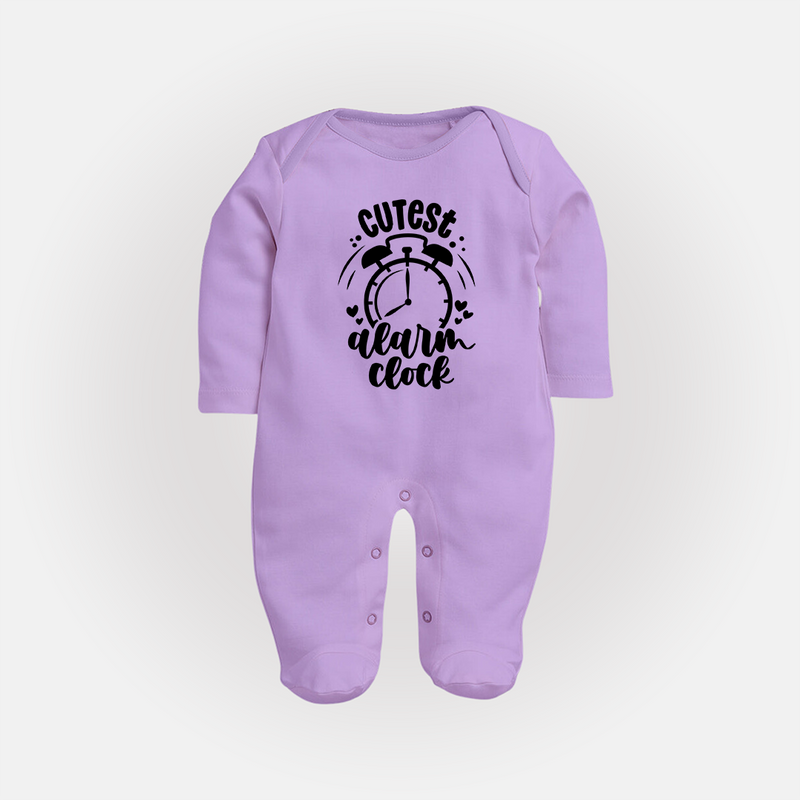 Cutest Alarm Clock Sleep Suit | Personalized Baby Sleep Suit for the Sleepyheads - LILAC - New Born (Chest 7.5")