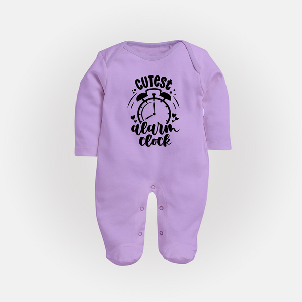 Cutest Alarm Clock Sleep Suit | Personalized Baby Sleep Suit for the Sleepyheads - LILAC - New Born (Chest 7.5")