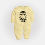 Cutest Alarm Clock Sleep Suit | Personalized Baby Sleep Suit for the Sleepyheads - PASTEL YELLOW - New Born (Chest 7.5")