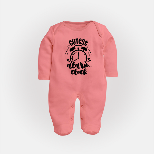 Cutest Alarm Clock Sleep Suit | Personalized Baby Sleep Suit for the Sleepyheads - PEACH - New Born (Chest 7.5")
