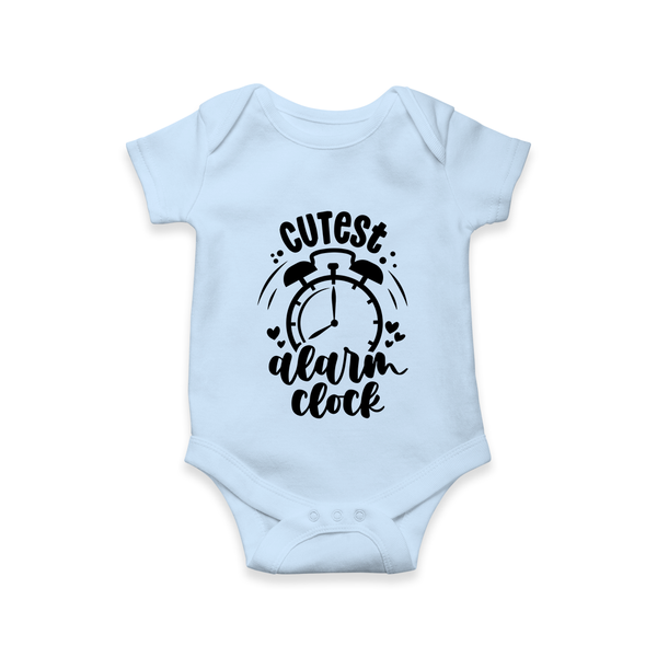 Cutest Alarm Clock Romper | Personalized Baby Romper for the Sleepyheads - BABY BLUE - New Born (Chest 14")