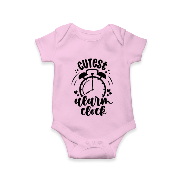 Cutest Alarm Clock Romper | Personalized Baby Romper for the Sleepyheads - BABY PINK - New Born (Chest 14")