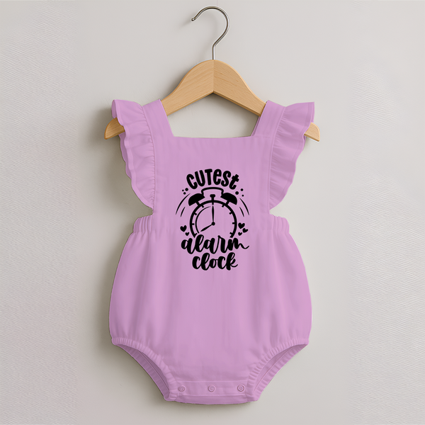 Cutest Alarm Clock Romper Frock | Personalized Baby Romper Frock for the Sleepyheads - BABY PINK - 0 - 3 Months Old (Chest 19")