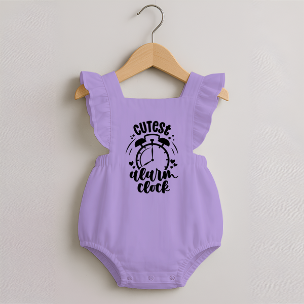 Cutest Alarm Clock Romper Frock | Personalized Baby Romper Frock for the Sleepyheads - LILAC - 0 - 3 Months Old (Chest 19")
