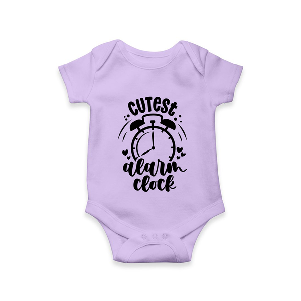 Cutest Alarm Clock Romper | Personalized Baby Romper for the Sleepyheads - LILAC - New Born (Chest 14")