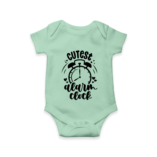 Cutest Alarm Clock Romper | Personalized Baby Romper for the Sleepyheads - MINT GREEN - New Born (Chest 14")