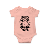 Cutest Alarm Clock Romper | Personalized Baby Romper for the Sleepyheads - PEACH - New Born (Chest 14")