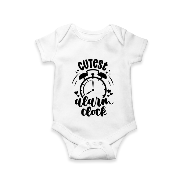 Cutest Alarm Clock Romper | Personalized Baby Romper for the Sleepyheads - WHITE - New Born (Chest 14")