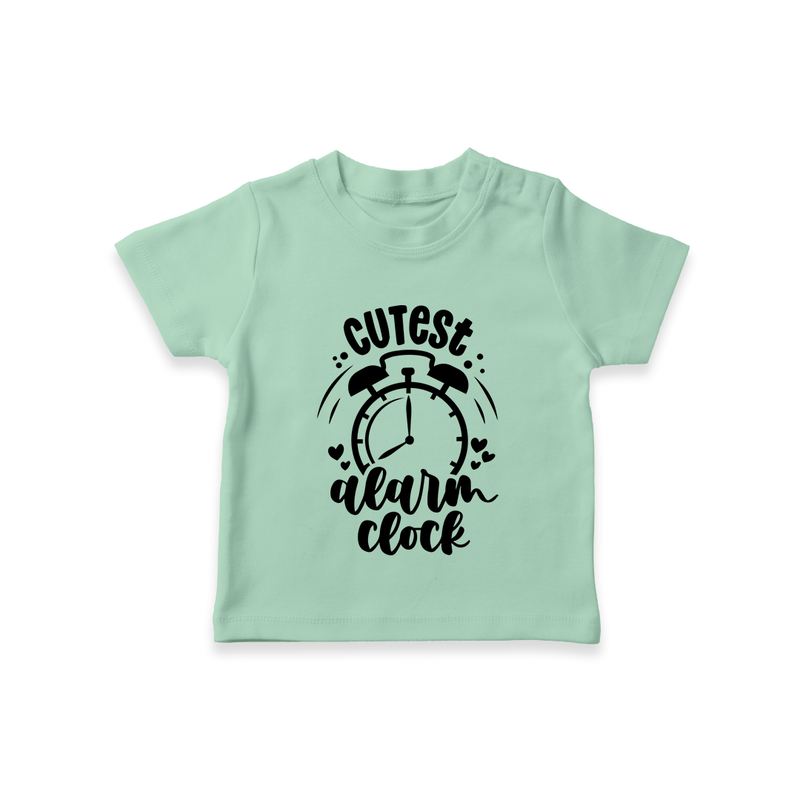 Cutest Alarm Clock TShirt | Personalized Baby TShirt for the Sleepyheads - MINT GREEN - 0-5 Months Old (Chest 17")