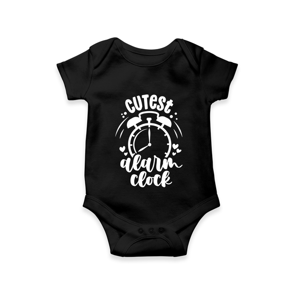 Cutest Alarm Clock Romper | Personalized Baby Romper for the Sleepyheads - BLACK - New Born (Chest 14")