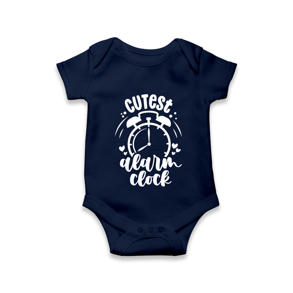 Cutest Alarm Clock Romper | Personalized Baby Romper for the Sleepyheads - NAVY BLUE - New Born (Chest 14")