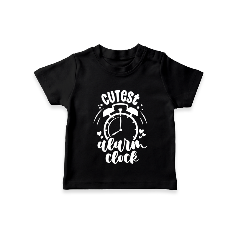 Cutest Alarm Clock TShirt | Personalized Baby TShirt for the Sleepyheads - BLACK - 0-5 Months Old (Chest 17")