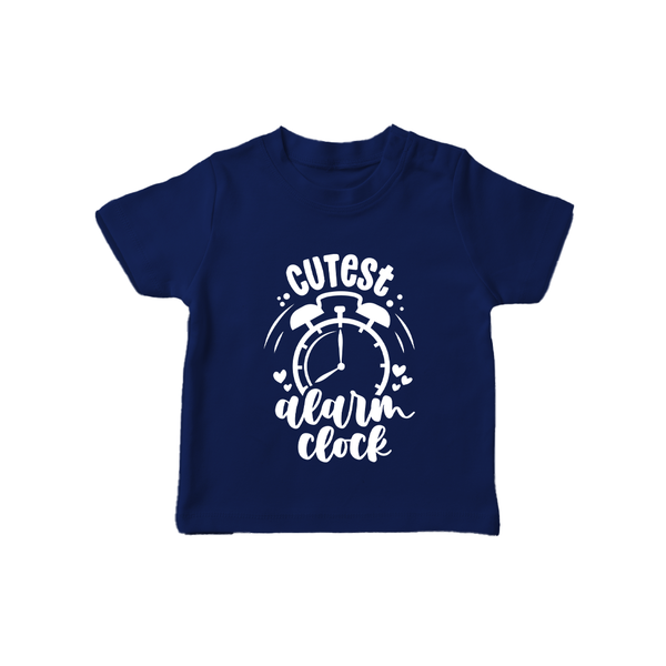 Cutest Alarm Clock TShirt | Personalized Baby TShirt for the Sleepyheads - NAVY BLUE - 0-5 Months Old (Chest 17")