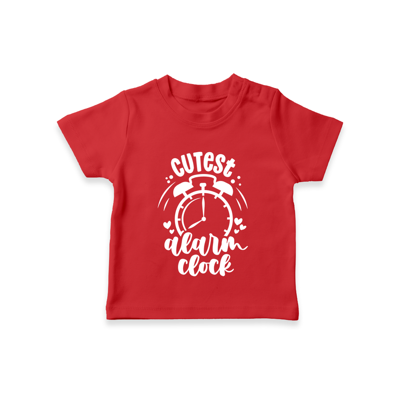 Cutest Alarm Clock TShirt | Personalized Baby TShirt for the Sleepyheads - RED - 0-5 Months Old (Chest 17")
