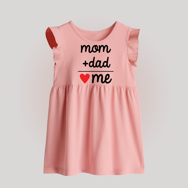 Mom + Dad Baby Frock | Custom BabyFrock Celebrating Family Love - BABY PINK - 0 - 3 Months Old (Chest 17")