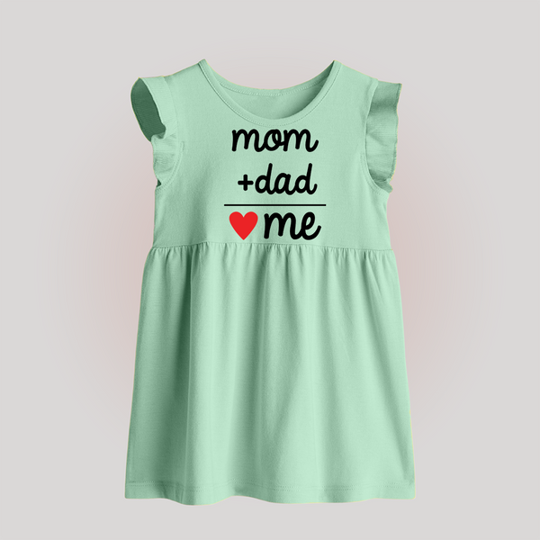 Mom + Dad Baby Frock | Custom BabyFrock Celebrating Family Love - MINT GREEN - 0 - 3 Months Old (Chest 17")