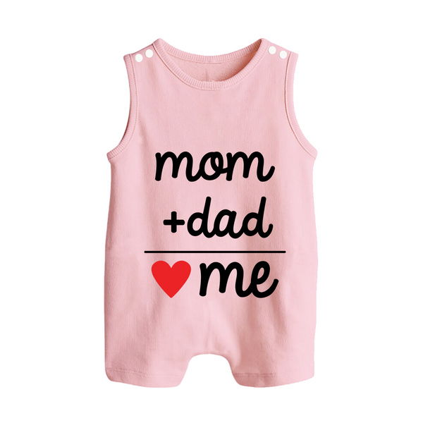 Mom + Dad Romper Suit | Custom Baby Romper Suit Celebrating Family Love - BABY PINK - 0 - 5 Months Old (Chest 18")