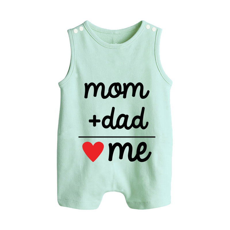 Mom + Dad Romper Suit | Custom Baby Romper Suit Celebrating Family Love - MINT GREEN - 0 - 5 Months Old (Chest 18")