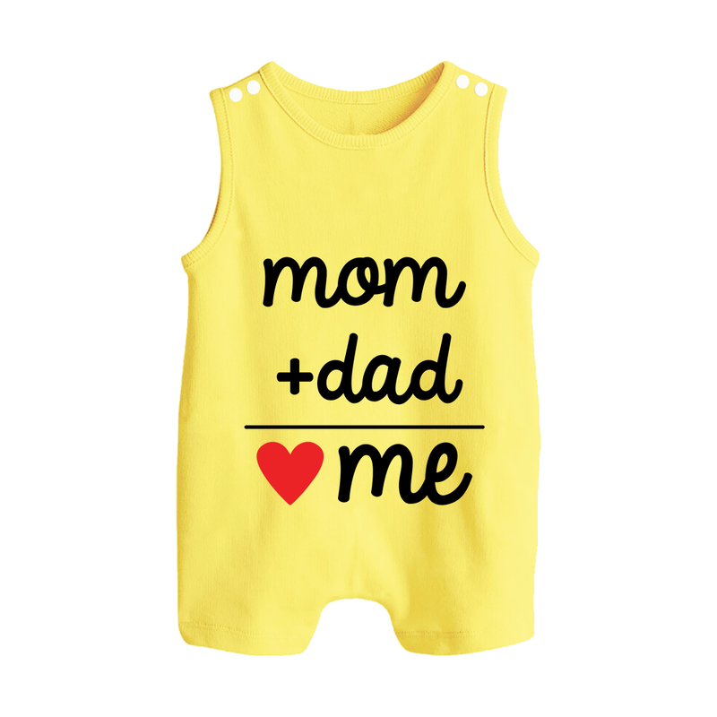 Mom + Dad Romper Suit | Custom Baby Romper Suit Celebrating Family Love - PASTEL YELLOW - 0 - 5 Months Old (Chest 18")