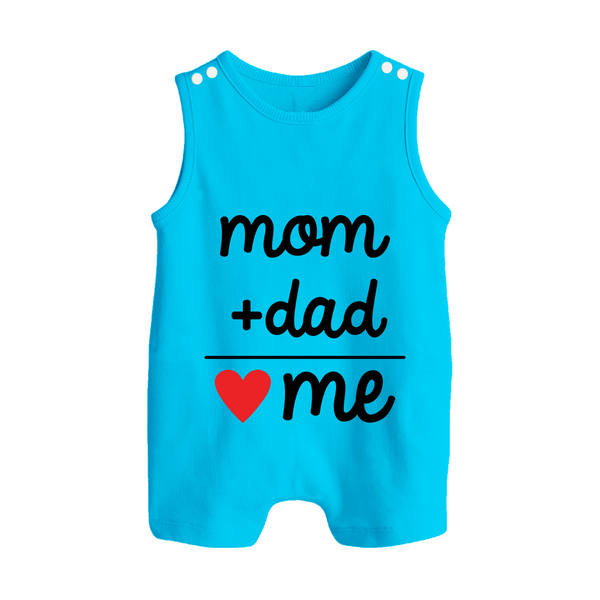 Mom + Dad Romper Suit | Custom Baby Romper Suit Celebrating Family Love - SKY BLUE - 0 - 5 Months Old (Chest 18")
