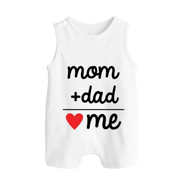 Mom + Dad Romper Suit | Custom Baby Romper Suit Celebrating Family Love - WHITE - 0 - 5 Months Old (Chest 18")