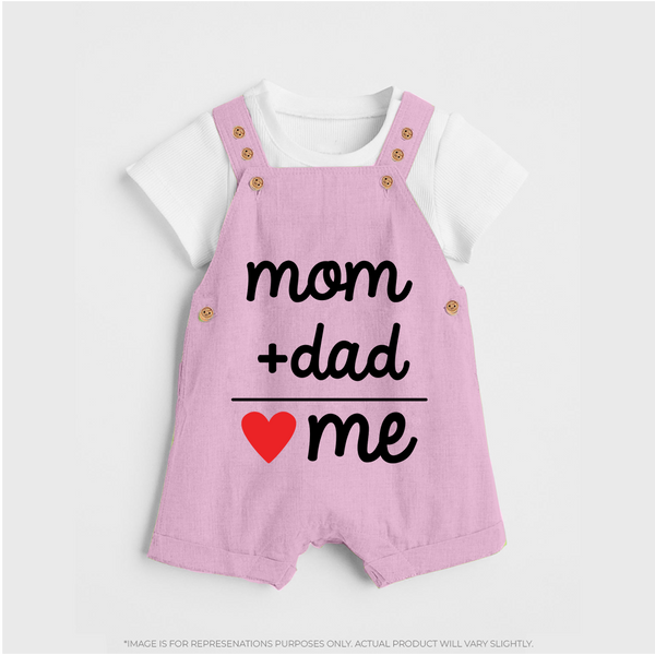 Mom + Dad Dungaree | Custom Baby Dungaree Celebrating Family Love - BABY PINK - 0 - 5 Months Old (Chest 18")
