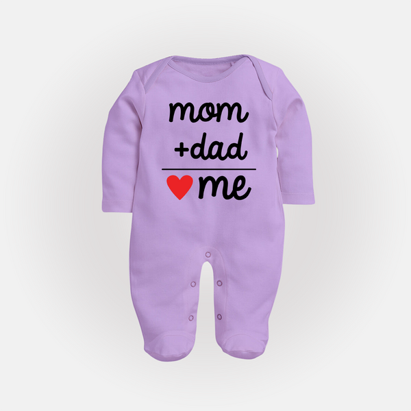 Mom + Dad Sleep Suit | Custom Baby Sleep Suit Celebrating Family Love - LILAC - New Born (Chest 7.5")