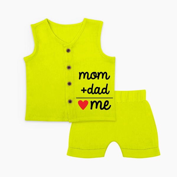 Mom + Dad Jabla Set | Custom Baby Jabla Set Celebrating Family Love - LIME GREEN - 0 - 3 Months Old (Chest 9.8")