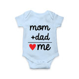 Mom + Dad Romper | Custom Baby Romper Celebrating Family Love - BABY BLUE - New Born (Chest 14")