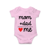 Mom + Dad Romper | Custom Baby Romper Celebrating Family Love - BABY PINK - New Born (Chest 14")
